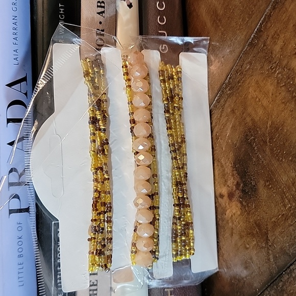 Boho Beaded Charm Earth Tone Stretchy Bracelet Set NWT - Picture 4 of 7